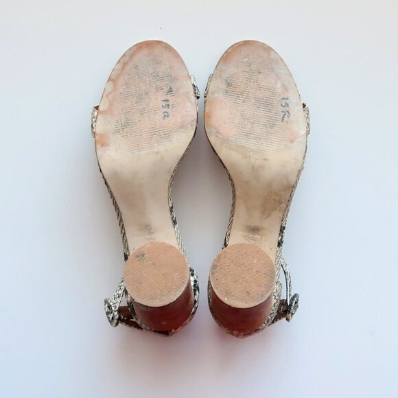 Steve Madden Sara Snakeskin Cylinder Heel Ankle Strap Sandals Size 7.5 - Picture 5 of 16